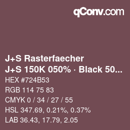 Farbcode: J+S Rasterfaecher - J+S 150K 050% · Black 50% | qconv.com