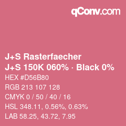 Farbcode: J+S Rasterfaecher - J+S 150K 060% · Black 0% | qconv.com