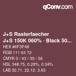 カラーコード: J+S Rasterfaecher - J+S 150K 060% · Black 50% | qconv.com