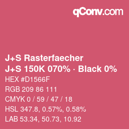 カラーコード: J+S Rasterfaecher - J+S 150K 070% · Black 0% | qconv.com