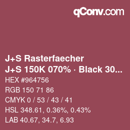 Farbcode: J+S Rasterfaecher - J+S 150K 070% · Black 30% | qconv.com