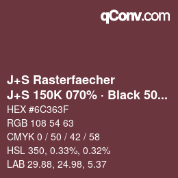 Farbcode: J+S Rasterfaecher - J+S 150K 070% · Black 50% | qconv.com