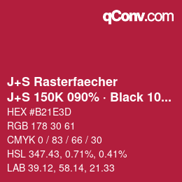 Farbcode: J+S Rasterfaecher - J+S 150K 090% · Black 10% | qconv.com