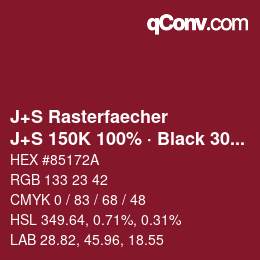 カラーコード: J+S Rasterfaecher - J+S 150K 100% · Black 30% | qconv.com