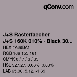 Farbcode: J+S Rasterfaecher - J+S 160K 010% · Black 30% | qconv.com