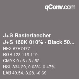 Code couleur: J+S Rasterfaecher - J+S 160K 010% · Black 50% | qconv.com