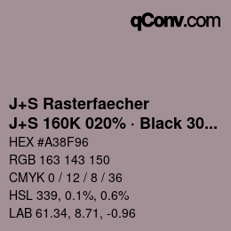 Farbcode: J+S Rasterfaecher - J+S 160K 020% · Black 30% | qconv.com