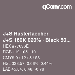 Farbcode: J+S Rasterfaecher - J+S 160K 020% · Black 50% | qconv.com