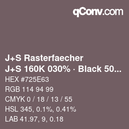 Farbcode: J+S Rasterfaecher - J+S 160K 030% · Black 50% | qconv.com