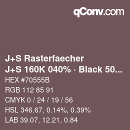 Code couleur: J+S Rasterfaecher - J+S 160K 040% · Black 50% | qconv.com