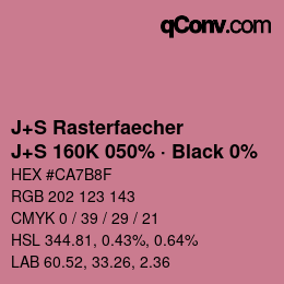 Farbcode: J+S Rasterfaecher - J+S 160K 050% · Black 0% | qconv.com