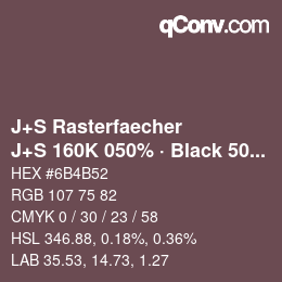 Farbcode: J+S Rasterfaecher - J+S 160K 050% · Black 50% | qconv.com