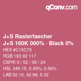 Farbcode: J+S Rasterfaecher - J+S 160K 060% · Black 0% | qconv.com