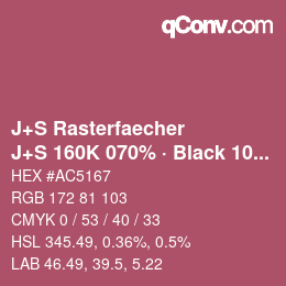 Farbcode: J+S Rasterfaecher - J+S 160K 070% · Black 10% | qconv.com