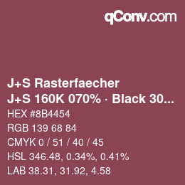 Farbcode: J+S Rasterfaecher - J+S 160K 070% · Black 30% | qconv.com