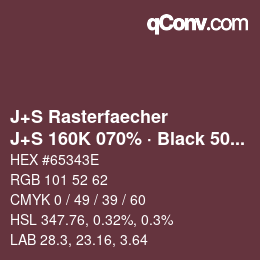 カラーコード: J+S Rasterfaecher - J+S 160K 070% · Black 50% | qconv.com