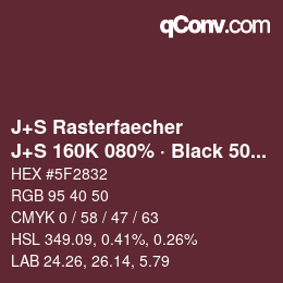 カラーコード: J+S Rasterfaecher - J+S 160K 080% · Black 50% | qconv.com
