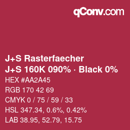 Code couleur: J+S Rasterfaecher - J+S 160K 090% · Black 0% | qconv.com