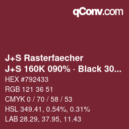 カラーコード: J+S Rasterfaecher - J+S 160K 090% · Black 30% | qconv.com