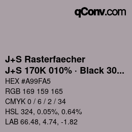 Farbcode: J+S Rasterfaecher - J+S 170K 010% · Black 30% | qconv.com