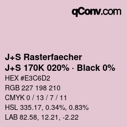 Farbcode: J+S Rasterfaecher - J+S 170K 020% · Black 0% | qconv.com
