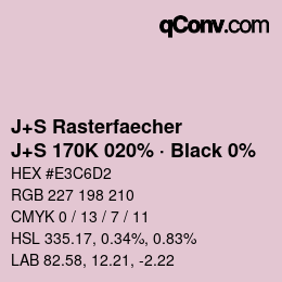 Color code: J+S Rasterfaecher - J+S 170K 020% · Black 0% | qconv.com