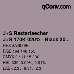 カラーコード: J+S Rasterfaecher - J+S 170K 020% · Black 30% | qconv.com