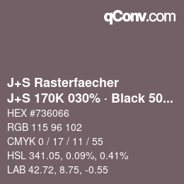Code couleur: J+S Rasterfaecher - J+S 170K 030% · Black 50% | qconv.com