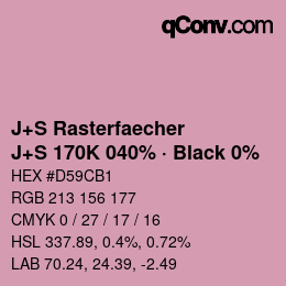 Farbcode: J+S Rasterfaecher - J+S 170K 040% · Black 0% | qconv.com