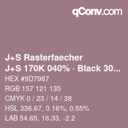 カラーコード: J+S Rasterfaecher - J+S 170K 040% · Black 30% | qconv.com