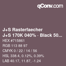 Farbcode: J+S Rasterfaecher - J+S 170K 040% · Black 50% | qconv.com
