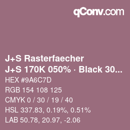 Farbcode: J+S Rasterfaecher - J+S 170K 050% · Black 30% | qconv.com