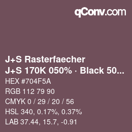 Farbcode: J+S Rasterfaecher - J+S 170K 050% · Black 50% | qconv.com
