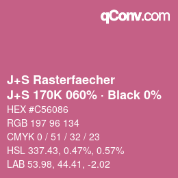 カラーコード: J+S Rasterfaecher - J+S 170K 060% · Black 0% | qconv.com