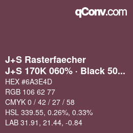 Farbcode: J+S Rasterfaecher - J+S 170K 060% · Black 50% | qconv.com