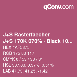 Farbcode: J+S Rasterfaecher - J+S 170K 070% · Black 10% | qconv.com