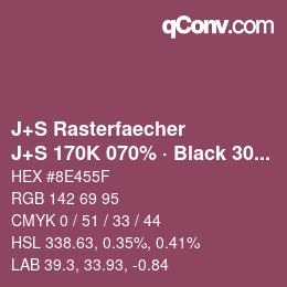 Code couleur: J+S Rasterfaecher - J+S 170K 070% · Black 30% | qconv.com