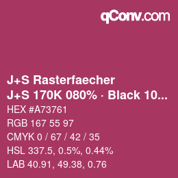 カラーコード: J+S Rasterfaecher - J+S 170K 080% · Black 10% | qconv.com