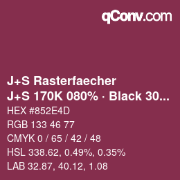 カラーコード: J+S Rasterfaecher - J+S 170K 080% · Black 30% | qconv.com