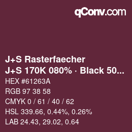 Farbcode: J+S Rasterfaecher - J+S 170K 080% · Black 50% | qconv.com