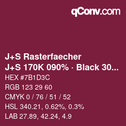 Farbcode: J+S Rasterfaecher - J+S 170K 090% · Black 30% | qconv.com