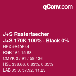 カラーコード: J+S Rasterfaecher - J+S 170K 100% · Black 0% | qconv.com
