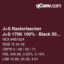Farbcode: J+S Rasterfaecher - J+S 170K 100% · Black 50% | qconv.com