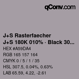 カラーコード: J+S Rasterfaecher - J+S 180K 010% · Black 30% | qconv.com