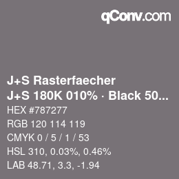 Farbcode: J+S Rasterfaecher - J+S 180K 010% · Black 50% | qconv.com