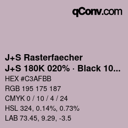 Color code: J+S Rasterfaecher - J+S 180K 020% · Black 10% | qconv.com