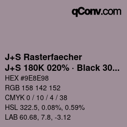 カラーコード: J+S Rasterfaecher - J+S 180K 020% · Black 30% | qconv.com