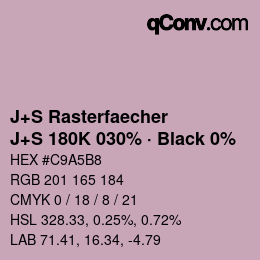 Farbcode: J+S Rasterfaecher - J+S 180K 030% · Black 0% | qconv.com