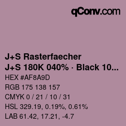 Farbcode: J+S Rasterfaecher - J+S 180K 040% · Black 10% | qconv.com