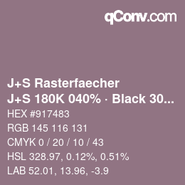Farbcode: J+S Rasterfaecher - J+S 180K 040% · Black 30% | qconv.com
